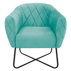 Poltrona Grazi  Base X Preta Suede - Doce Sonho Móveis - Azul