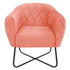 Poltrona Grazi  Base X Preta Suede - Doce Sonho Móveis - Coral