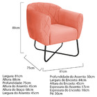 Poltrona Grazi  Base X Preta Suede - Doce Sonho Móveis - Coral