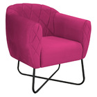 Poltrona Grazi  Base X Preta Suede - Doce Sonho Móveis - Pink