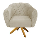 Poltrona Grazi Base Giratória De Madeira Linho - Amarena Móve