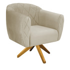 Poltrona Grazi Base Giratória De Madeira Linho - Amarena Móve