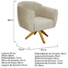 Poltrona Grazi Base Giratória De Madeira Linho - Doce Sonho M