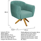 Poltrona Grazi Base Giratória De Madeira Linho - Doce Sonho M