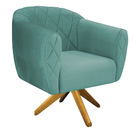 Poltrona Grazi Base Giratória De Madeira Linho - Doce Sonho M