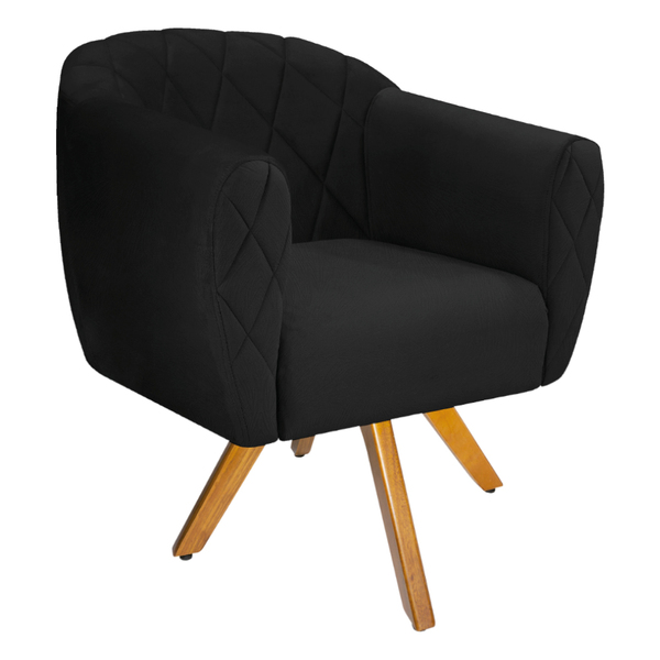 Poltrona Grazi Base Giratória De Madeira Suede - Amarena Móve