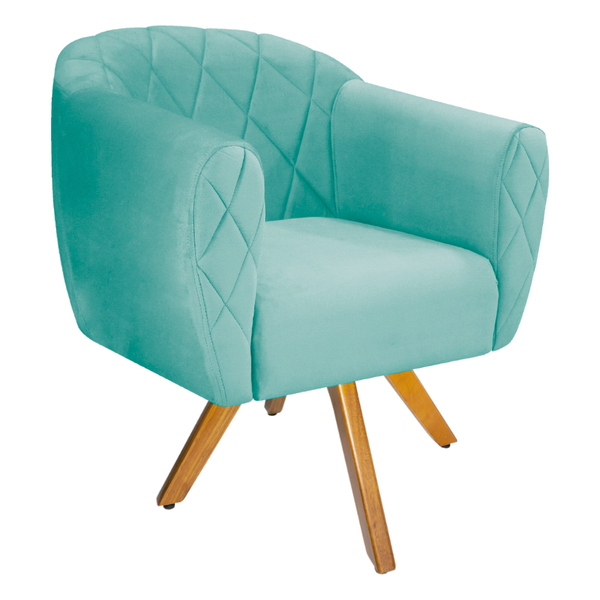 Poltrona Grazi Base Giratória De Madeira Suede - Amarena Móve