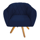 Poltrona Grazi Base Giratória De Madeira Suede - Doce Sonho M