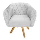 Poltrona Grazi Base Giratória De Madeira Suede - Doce Sonho M
