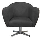 Poltrona Grazi Base Giratória De Metal Sintético Nozes Linho