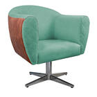 Poltrona Grazi Base Giratória De Metal Sintético Nozes Linho