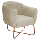 Poltrona Grazi Base X Bronze Linho - Amarena Móveis - Bege