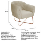 Poltrona Grazi Base X Bronze Linho - Amarena Móveis - Bege