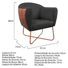 Poltrona Grazi Base X Bronze Sintético Nozes Linho - Amarena