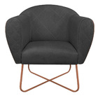 Poltrona Grazi Base X Bronze Sintético Nozes Linho - Amarena