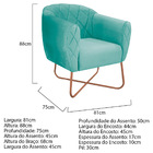 Poltrona Grazi Base X Bronze Suede - Doce Sonho Móveis - Azul