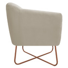 Poltrona Grazi Base X Bronze Suede - Doce Sonho Móveis - Bege