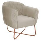Poltrona Grazi Base X Bronze Suede - Doce Sonho Móveis - Bege
