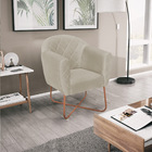 Poltrona Grazi Base X Bronze Suede - Doce Sonho Móveis - Bege