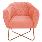 Poltrona Grazi Base X Bronze Suede - Doce Sonho Móveis - Coral