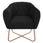 Poltrona Grazi Base X Bronze Suede - Doce Sonho Móveis - Preto