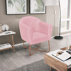 Poltrona Grazi Base X Bronze Suede - Doce Sonho Móveis - Rosa