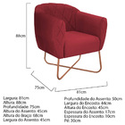 Poltrona Grazi Base X Bronze Suede - Doce Sonho Móveis - Verm