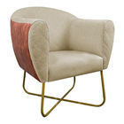 Poltrona Grazi Base X Dourada Sintético Nozes Linho - Amarena