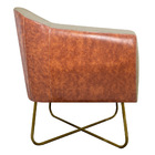 Poltrona Grazi Base X Dourada Sintético Nozes Linho - Doce So