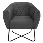 Poltrona Grazi Base X Preta Linho - Amarena Móveis - Cinza Es