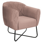 Poltrona Grazi Base X Preta Linho - Doce Sonho Móveis - Rosê