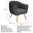 Poltrona Grazi Pés Palito Linho - Doce Sonho Móveis - Cinza E