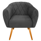 Poltrona Grazi Pés Palito Linho - Doce Sonho Móveis - Cinza E