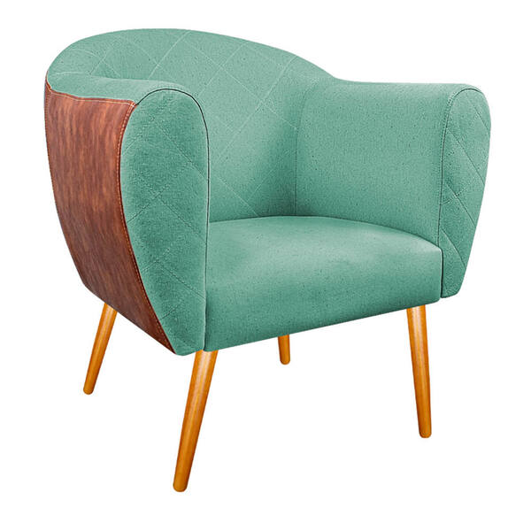 Poltrona Grazi Pés Palito Sintético Nozes Linho - Amarena Móv