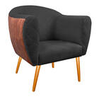 Poltrona Grazi Pés Palito Sintético Nozes Linho - Doce Sonho