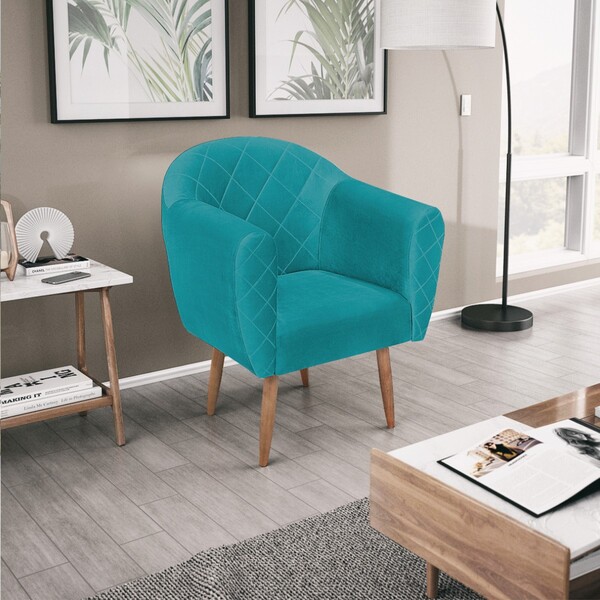 Poltrona Grazi Pés Palito Suede - Doce Sonho Móveis - Azul Tu