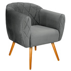 Poltrona Grazi Pés Palito Suede - Doce Sonho Móveis - Cinza