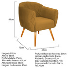 Poltrona Grazi Pés Palito Suede - Doce Sonho Móveis - Mostarda