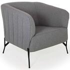 Poltrona Grécia Base Fixa Linho Cinza Grafite