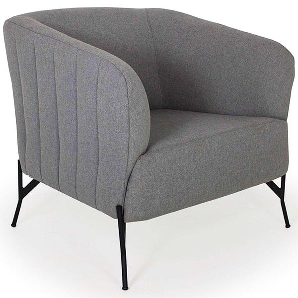 Poltrona Grécia Base Fixa Linho Cinza Grafite