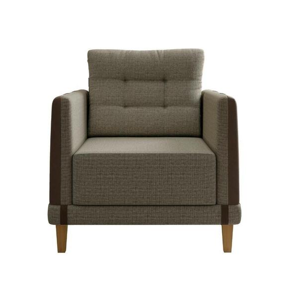 Poltrona Grécia Linho Kero Konforto Tabaco Com Marrom