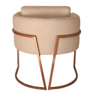 Poltrona Havaí Linho Bege Base De Ferro Cobre- D'rossi