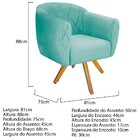 Poltrona Helena Base Giratória De Madeira Suede Azul Tiffany