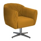 Poltrona Helena Base Giratória De Metal Suede Mostarda - Amar