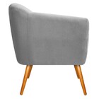 Poltrona Helena Pés Palito Mel Suede Cinza - Amarena Móveis