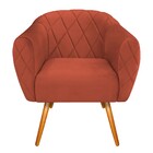 Poltrona Helena Pés Palito Mel Suede Terracota - Amarena Móve