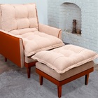 Poltrona Hellen Com Puff Classic 01 Platinum Bege / Caramelo