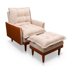 Poltrona Hellen Com Puff Classic 01 Platinum Bege / Caramelo