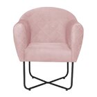 Poltrona Herrera Base X Preta Suede Rosa Bebê