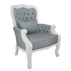 Poltrona Imperador Capitonê Madeira Maciça Branco E Linho Cin